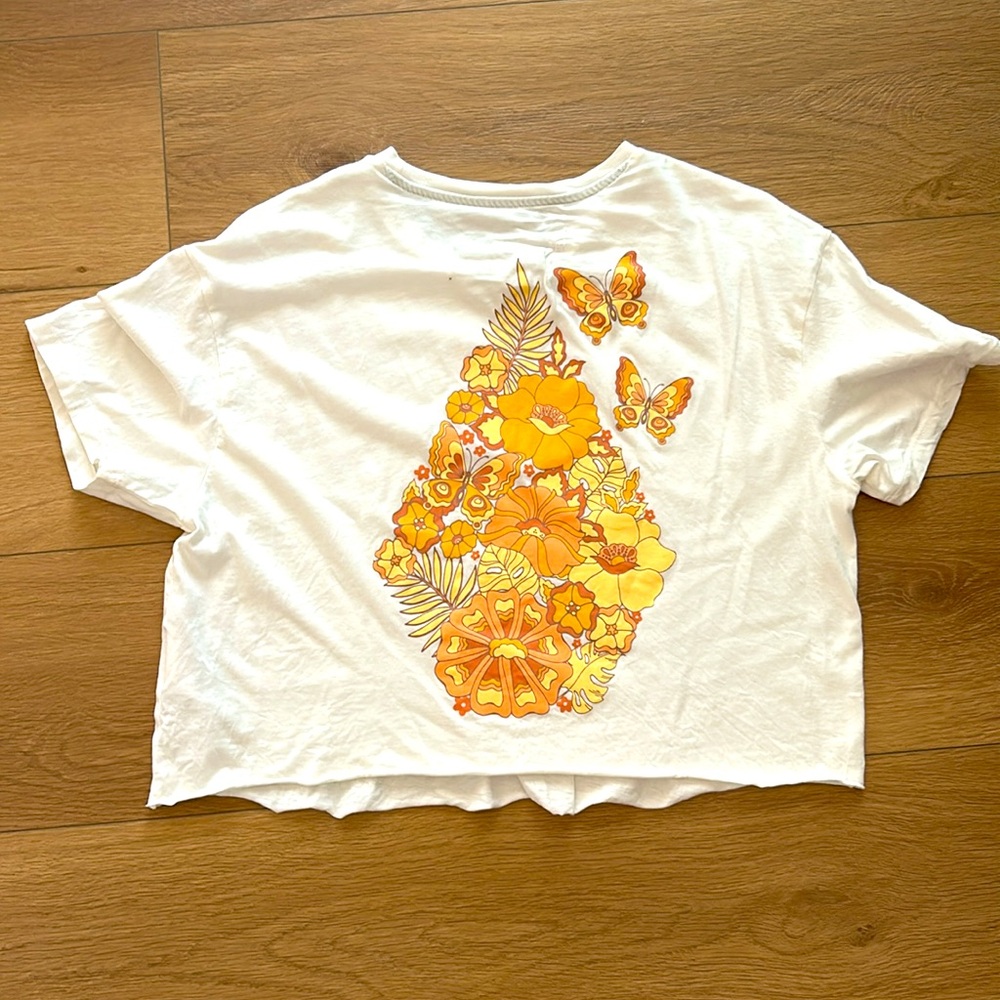 Volcom White T-Shirt with Butterfly Design